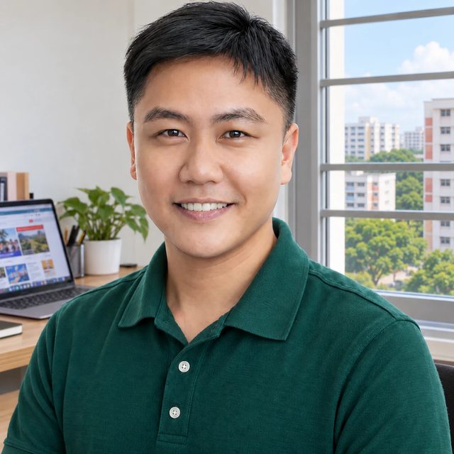 Jin, founder of Pagewright, at his desk in Singapore