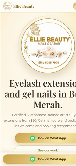 Ellie Beauty website on a phone